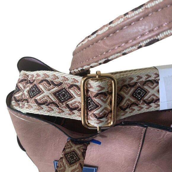 DS Fashion NY Triple Compartment Satchel Crossbody Guitar Strap Dark Mauve NWT - Picture 10 of 12